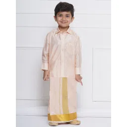 Sethukrishna Boys Self Design Shirt Collar Shirt With Veshti-picture-34