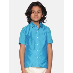 Sethukrishna Boys Turquoise Blue Regular Fit Shirt-picture-18