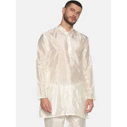 Sethukrishna Men Cream-Coloured Mandarin Collar Kurta-picture-18