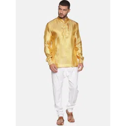 Sethukrishna Men Gold-Toned Self Design Kurta with Churidar-picture-11
