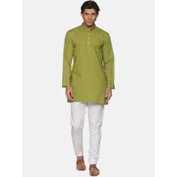 Sethukrishna Men Green Pure Cotton Kurta with Pyjamas-picture-14