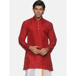 Sethukrishna Men Maroon Flared Sleeves Thread Work Handloom Kurta-picture-23