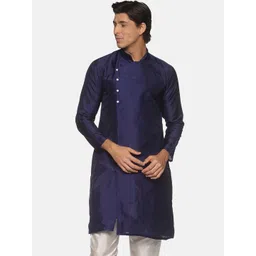 Sethukrishna Men Navy Blue Handloom Kurta-picture-17