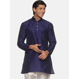 Sethukrishna Men Navy Blue Handloom Kurta-picture-15