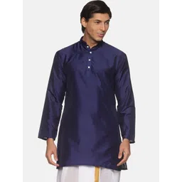Sethukrishna Men Navy Blue Handloom Kurta-picture-18