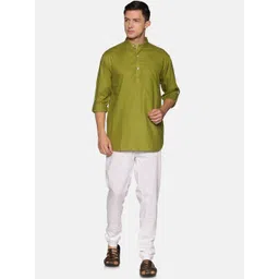 Sethukrishna Men Olive Green Regular Pure Cotton Kurta with Churidar-picture-14