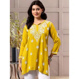 Seva Chikan Ethnic Motifs Embroidered Chikankari Chikankari Kurti-picture-35