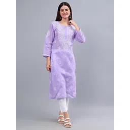 Seva Chikan Ethnic Motifs Embroidered Chikankari Cotton Kurta-picture-15
