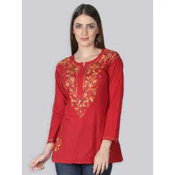 Seva Chikan Ethnic Motifs Embroidered Chikankari Kurti-picture-25