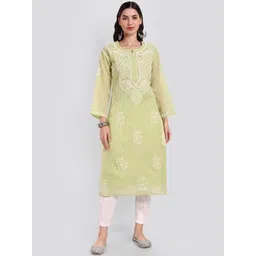Seva Chikan Ethnic Motifs Embroidered Chikankari Straight Kurta-picture-28