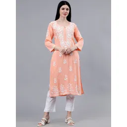 Seva Chikan Ethnic Motifs Embroidered Lucknowi Chikankari Kurta-picture-22
