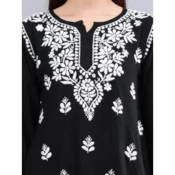 Seva Chikan Ethnic Motifs Embroidered Three-Quarter Sleeves Round Neck Chikankari Kurti image 2