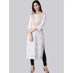 Seva Chikan Floral Embroidered Straight Kurta-picture-23