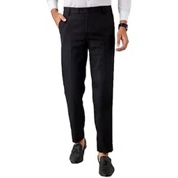 seven hunters Men Regular Fit Black Cotton Blend Trousers-picture-21