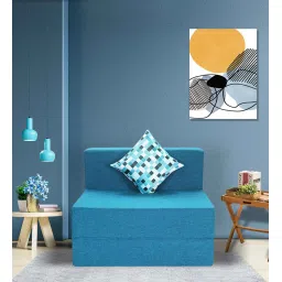 seventh heaven Rest Mantra 8 Inch PU Foam (72x30) 1 Seater Sofa Cum Mattress In Sky Blue Colour image 1