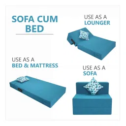 seventh heaven Rest Mantra 8 Inch PU Foam (72x30) 1 Seater Sofa Cum Mattress In Sky Blue Colour image 3