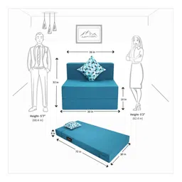 seventh heaven Rest Mantra 8 Inch PU Foam (72x30) 1 Seater Sofa Cum Mattress In Sky Blue Colour image 4