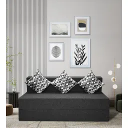 seventh heaven Rest Mantra 8 Inch PU Foam (72x60) 3 Seater Sofa Cum Mattress In Dark Grey Colour-picture-31