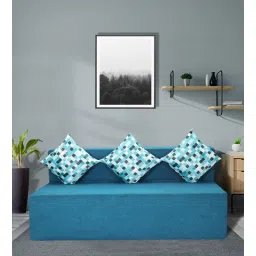 seventh heaven Rest Mantra 8 Inch PU Foam (72x60) 3 Seater Sofa Cum Mattress In Sky Blue Colour-picture-30