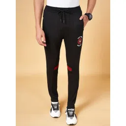 SF Jeans by Pantaloons Black & Red Slim Fit Self Pattern Joggers-picture-15