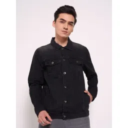 Sf Jeans By Pantaloons Black Cotton Regular Fit Denim Jacket-picture-30