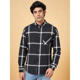SF Jeans by Pantaloons Black Cotton Slim Fit Checks Shirt-picture-41