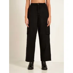 SF Jeans by Pantaloons Black Plain Trousers-picture-43