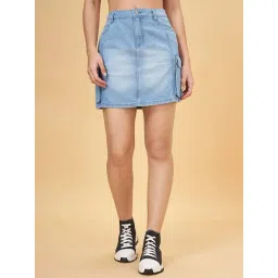 SF Jeans by Pantaloons Blue Cotton Bodycon Skirt-picture-23