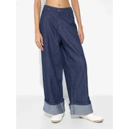 Sf Jeans By Pantaloons Blue Cotton Comfort Fit Striped Jeans-picture-15