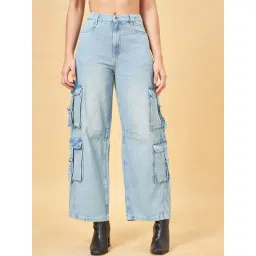 SF Jeans by Pantaloons Blue Cotton High Rise Baggy Jeans-picture-34