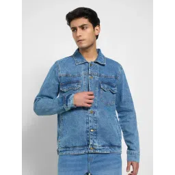 Sf Jeans By Pantaloons Blue Cotton Regular Fit Printed Denim Jacket-picture-31