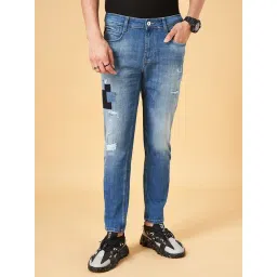 SF Jeans by Pantaloons Blue Cotton Slim Fit Distressed Jeans-picture-23