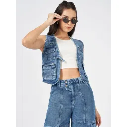 SF Jeans by Pantaloons Blue Solid Denim Jacket-picture-23