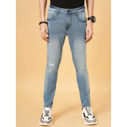 SF Jeans by Pantaloons Blue Tint Cotton Slim Fit Distressed Jeans-picture-36