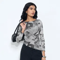 sf jeans by pantaloons Casual Regular Sleeves Printed Women White Top-picture-13