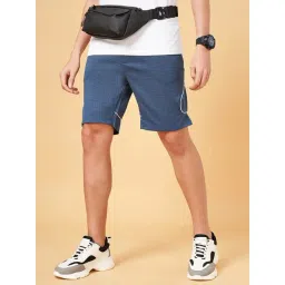 SF Jeans by Pantaloons Dusty Blue Cotton Slim Fit Texture Shorts-picture-18