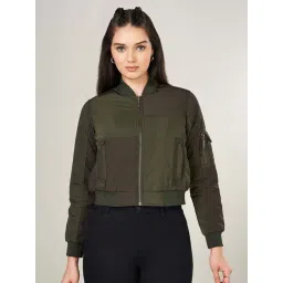 SF Jeans by Pantaloons Green Plain Bomber Jacket-picture-25