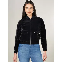 SF Jeans by Pantaloons Jet Black Plain Bomber Jacket-picture-22