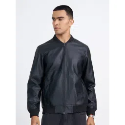 Sf Jeans By Pantaloons Jet Black Regular Fit Bomber Jacket-picture-31
