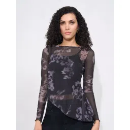 Sf Jeans By Pantaloons Jet Black Slim Fit Printed Top-picture-27