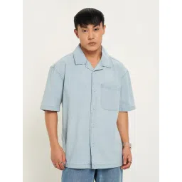 Sf Jeans By Pantaloons Light Blue Cotton Loose Fit Shirt-picture-28