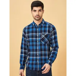 Sf Jeans By Pantaloons Navy Slim Fit Checks Shirt-picture-41