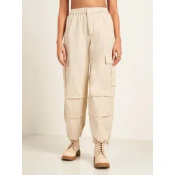 SF Jeans by Pantaloons Off White Plain Cargo-picture-40