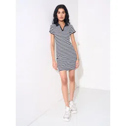 SF JEANS by Pantaloons Women Striped T-shirt Mini Dress-picture-35
