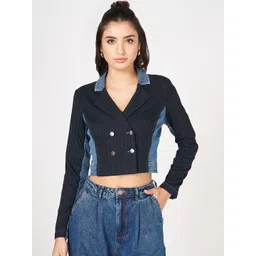 SF JEANS by Pantaloons Women Washed Crop Open Front Jacket with Embroidered-picture-21