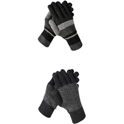 sfab Solid, Self Design, Woven Winter Men Gloves-picture-33