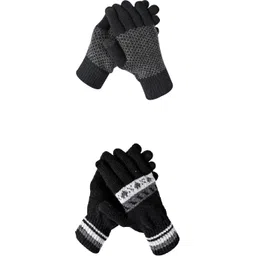 sfab Striped, Self Design, Printed Winter Men Gloves-picture-43