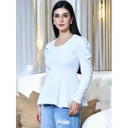 SFOTY Puff Sleeve Peplum Top-picture-33