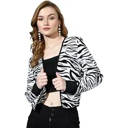 sfoty Women’s Black & White Zebra Print Crop Shrug-picture-24