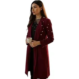 sfoty Women’s Longline Pearl-Studded Stylish Long Shrug for Casual & Party Outfits-picture-22
